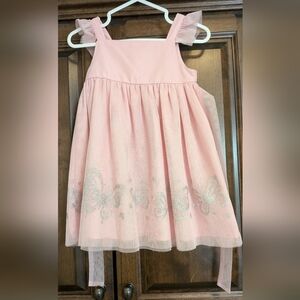 Elegant Pink Kids Dress with Butterfly Accents